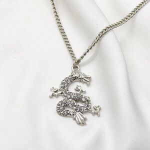 Silver Rhinestone Dragon Necklace